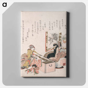 アートパネル-Women Preparing Tea Around the Fire-Holder - 葛飾 北斎 Canvas.