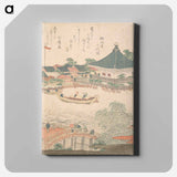 アートパネル-River Scene with Bridge in Foreground - 葛飾 北斎 Canvas.