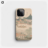 River Scene with Bridge in Foreground - 葛飾 北斎 Phone Case.