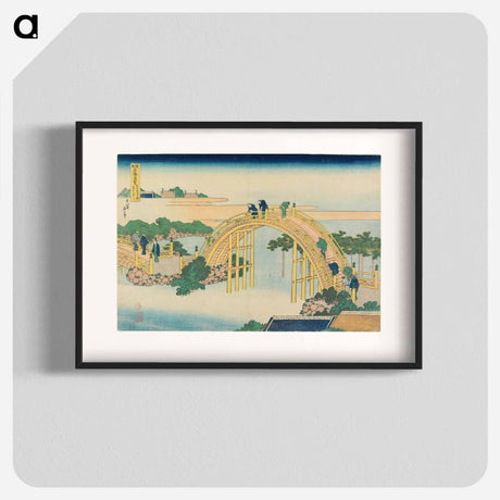 アートポスター-The Drum Bridge at Kameido Tenjin Shrine - 葛飾 北斎 Poster.