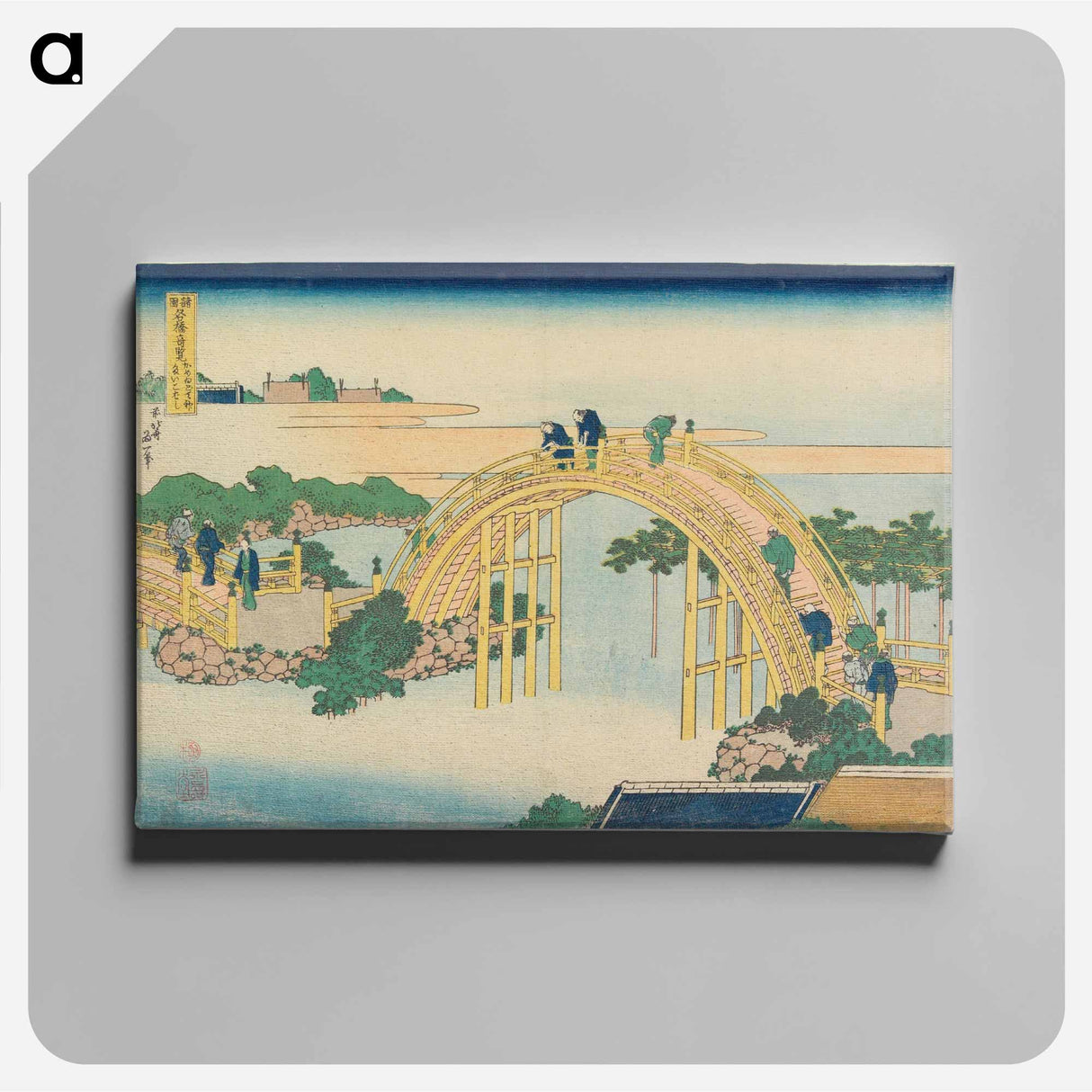 アートパネル-The Drum Bridge at Kameido Tenjin Shrine - 葛飾 北斎 Canvas.
