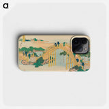 The Drum Bridge at Kameido Tenjin Shrine - 葛飾 北斎 Phone Case.