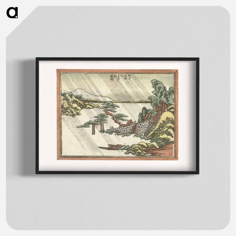 アートポスター-Hokusai's Nachtelijke regen te Karasaki - 葛飾 北斎 Poster.