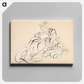 アートパネル-Woman restringing a samisen - 葛飾 北斎 Canvas.