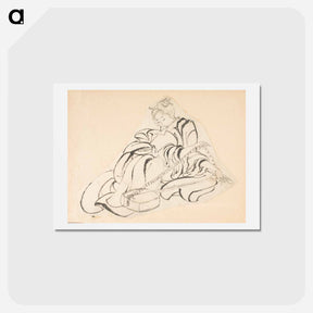 アートポストカード-Woman restringing a samisen - 葛飾 北斎 Postcard.