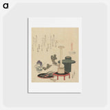 アートポストカード-A comparison of Genroku poems and shells - 葛飾 北斎 Postcard.