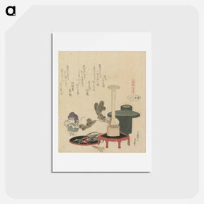 アートポストカード-A comparison of Genroku poems and shells - 葛飾 北斎 Postcard.