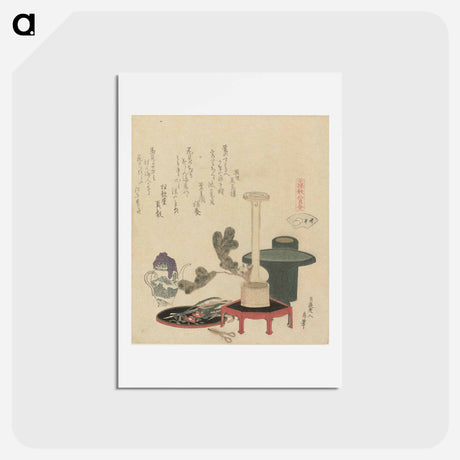 アートポストカード-A comparison of Genroku poems and shells - 葛飾 北斎 Postcard.