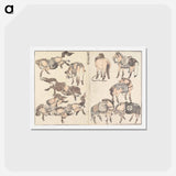 アートポストカード-Horses - 葛飾 北斎 Postcard.