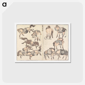 アートポストカード-Horses - 葛飾 北斎 Postcard.