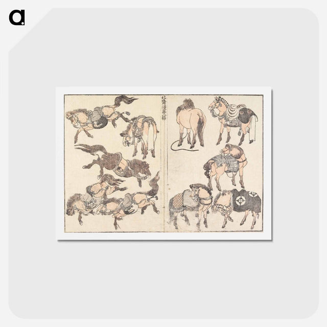 アートポストカード-Horses - 葛飾 北斎 Postcard.