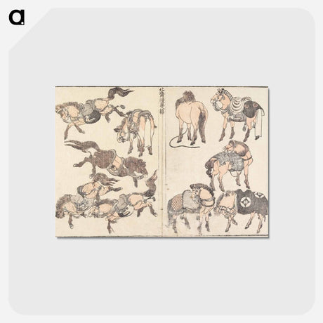 アートポストカード-Horses - 葛飾 北斎 Postcard.