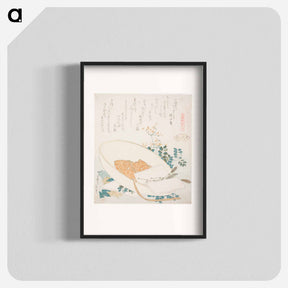 アートポスター-Hokusai's Freshly-Picked Flowers in a Traveler’s Hat - 葛飾 北斎 Poster.