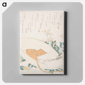 アートパネル-Hokusai's Freshly-Picked Flowers in a Traveler’s Hat - 葛飾 北斎 Canvas.
