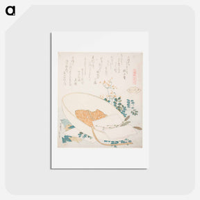 アートポストカード-Hokusai's Freshly-Picked Flowers in a Traveler’s Hat - 葛飾 北斎 Postcard.