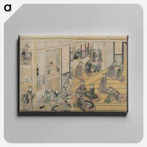 アートパネル-Hokusai's New Year's Day at the Ogiya Seiro - 葛飾 北斎 Canvas.