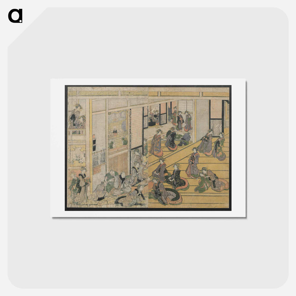 アートポストカード-Hokusai's New Year's Day at the Ogiya Seiro - 葛飾 北斎 Postcard.