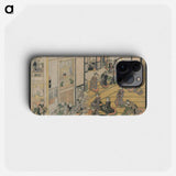 Hokusai's New Year's Day at the Ogiya Seiro - Katsushika Hokusai Phone Case.