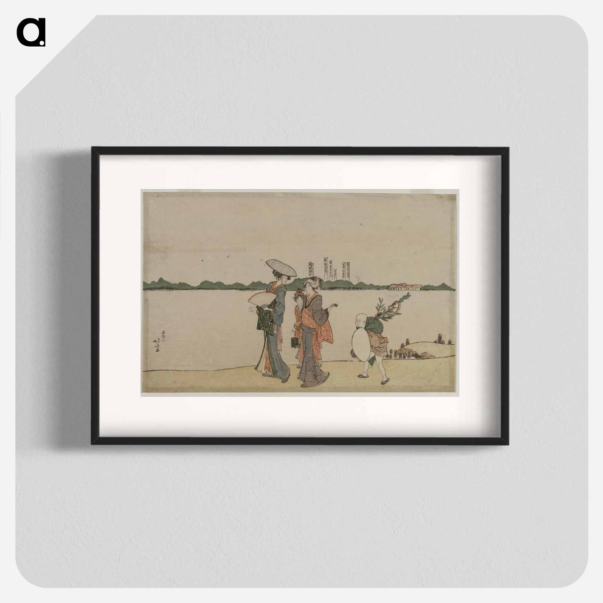 Hokusai's Women and Children Walking Along the Sumida River - Katsushika Hokusai Poster.
