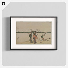 アートポスター-Hokusai's Women and Children Walking Along the Sumida River - 葛飾 北斎 Poster.