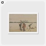 アートポストカード-Hokusai's Women and Children Walking Along the Sumida River - 葛飾 北斎 Postcard.
