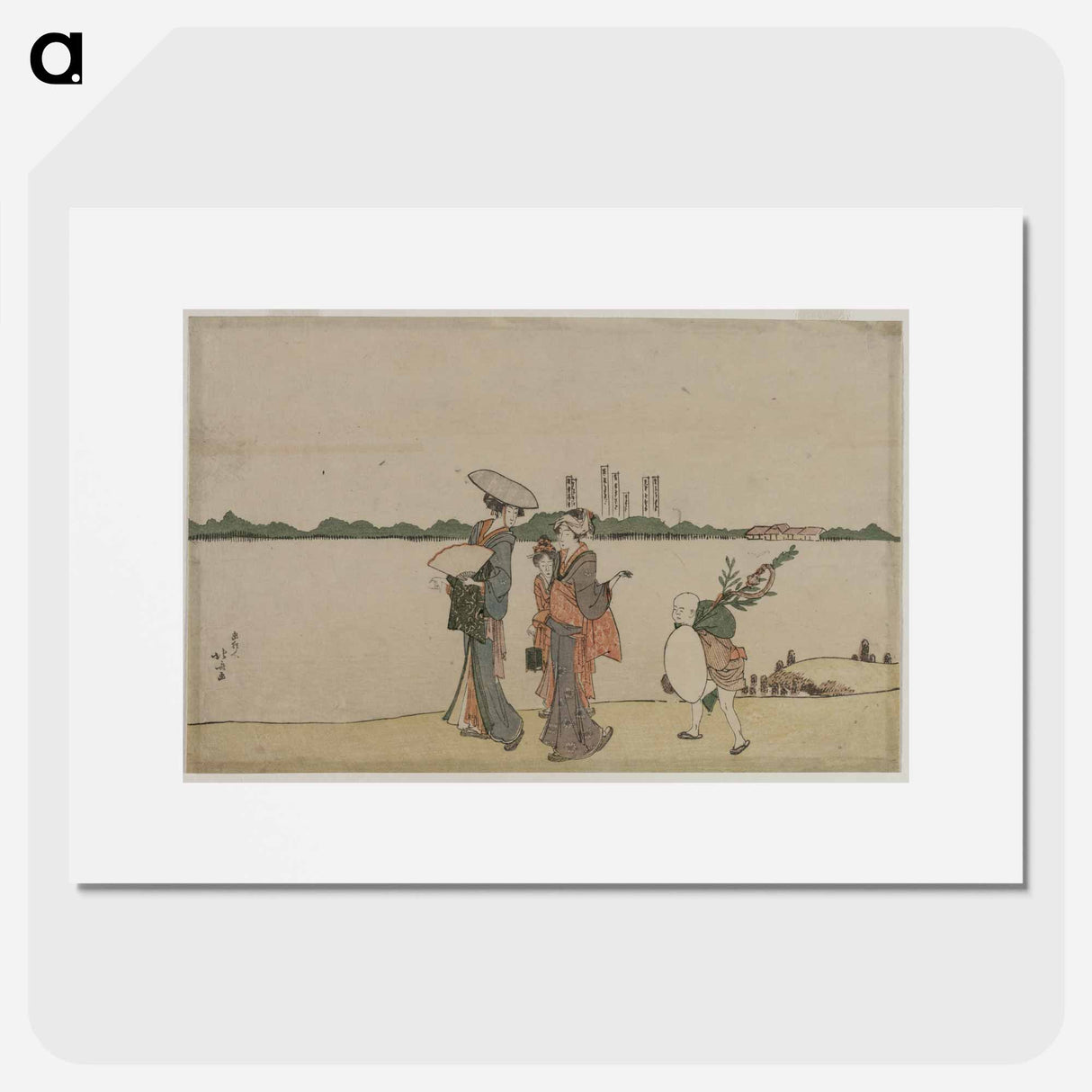 Hokusai's Women and Children Walking Along the Sumida River - Katsushika Hokusai Poster.