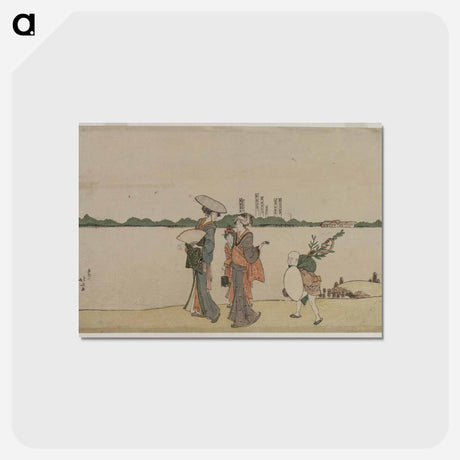 アートポストカード-Hokusai's Women and Children Walking Along the Sumida River - 葛飾 北斎 Postcard.