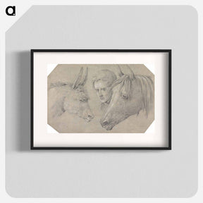 アートポスター-Head of a Stable Lad, Looking Between the Heads of a Horse, on His Left, and a Donkey, on His Right
 - イェール大学アートギャラリー Poster.
