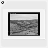 Untitled photo, possibly related to: Upper end of Squaw Creek Valley near the mill, showing part of the timber resources. Ola self-help sawmill co-op. Gem County, Idaho. General caption 48 - ドロテア ラング Poster.