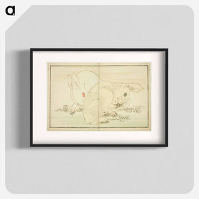 アートポスター-Hokusai's Two Rabbits - 葛飾 北斎 Poster.