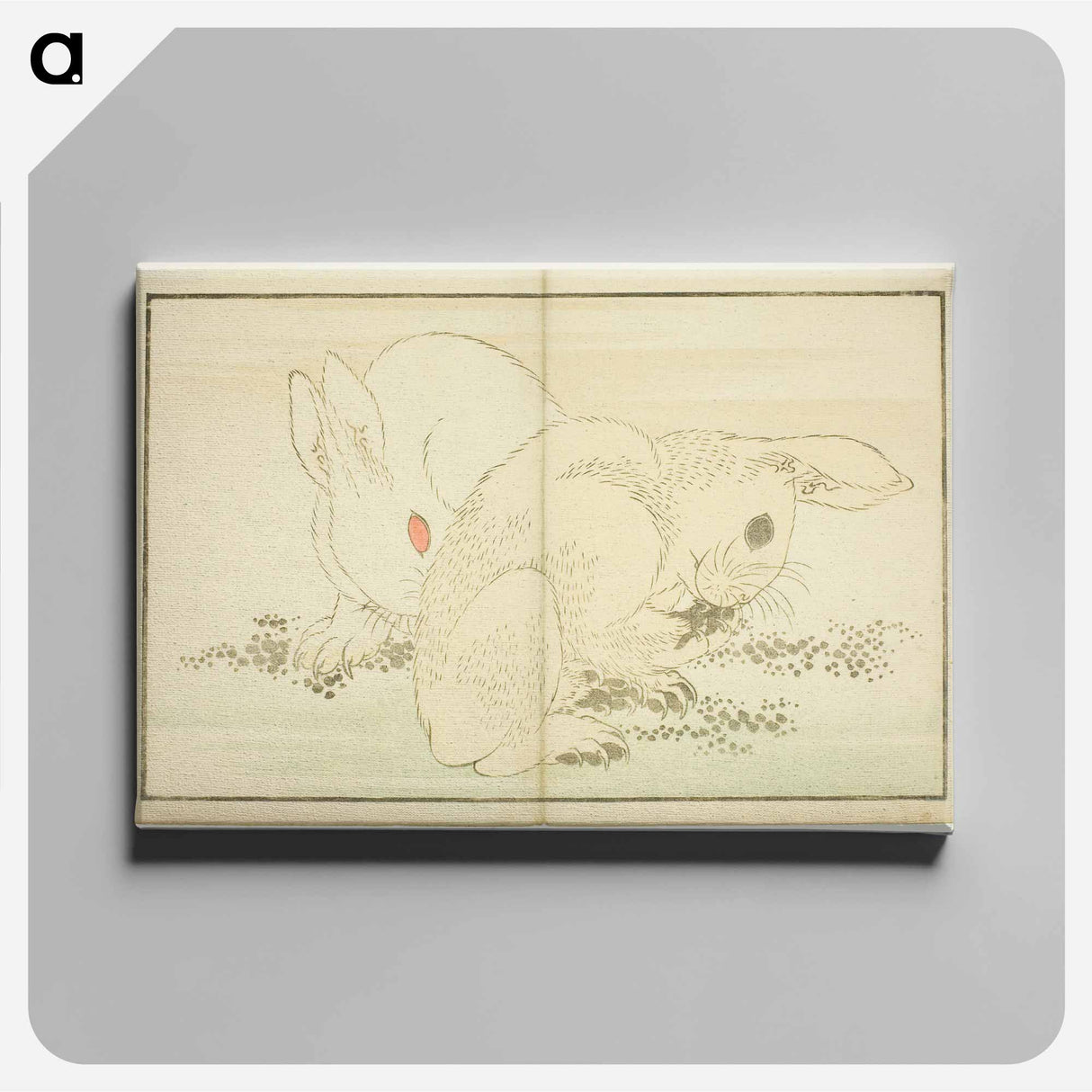 Hokusai's Two Rabbits - Katsushika Hokusai Canvas.