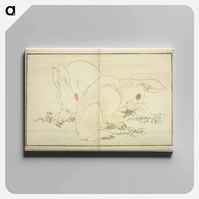 アートパネル-Hokusai's Two Rabbits - 葛飾 北斎 Canvas.