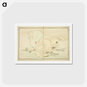アートポストカード-Hokusai's Two Rabbits - 葛飾 北斎 Postcard.