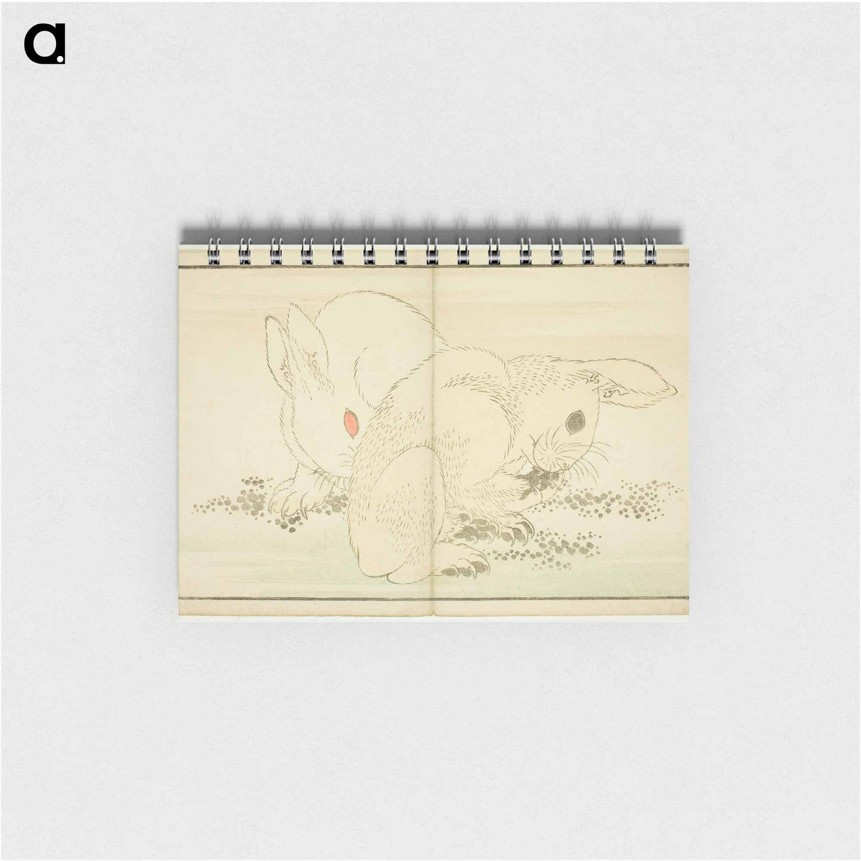 Hokusai's Two Rabbits - 葛飾 北斎 Memo.