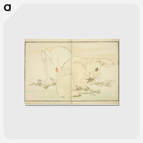 アートポストカード-Hokusai's Two Rabbits - 葛飾 北斎 Postcard.
