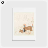 アートポストカード-A Pillow And A Painting Of The Treasure Ship - 葛飾 北斎 Postcard.