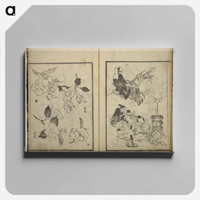 アートパネル-Random sketches by Hokusai - 葛飾 北斎 Canvas.