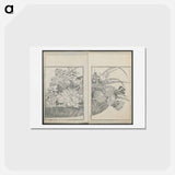 アートポストカード-Examples of hokusai's drawing - 葛飾 北斎 Postcard.
