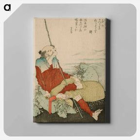 アートパネル-Hokusai's Self-Portrait as a Fisherman - 葛飾 北斎 Canvas.