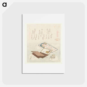 アートポストカード-A comparison of Genroku poems and shells - 葛飾 北斎 Postcard.
