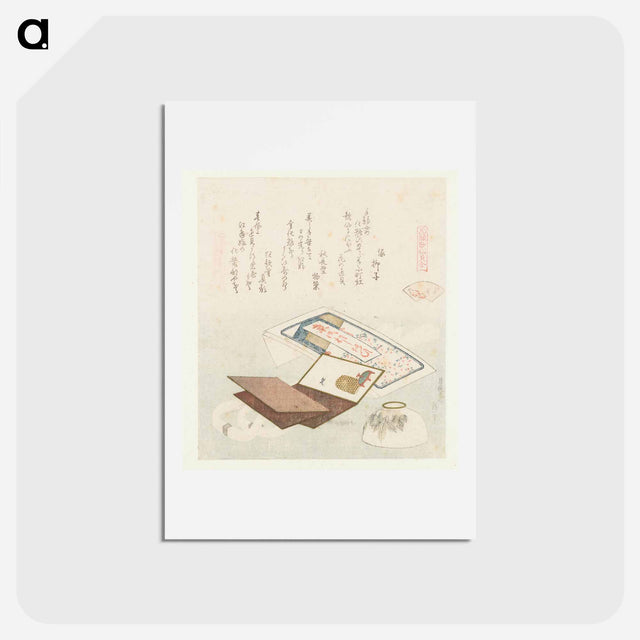 アートポストカード-A comparison of Genroku poems and shells - 葛飾 北斎 Postcard.