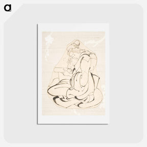 アートポストカード-Woman Writing a Letter - 葛飾 北斎 Postcard.