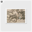 アートポストカード-Hokusai's sweeping among pine trees - 葛飾 北斎 Postcard.