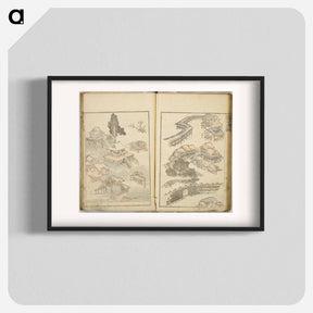 アートポスター-Random sketches by Hokusai volumes 1 to 11 - 葛飾 北斎 Poster.