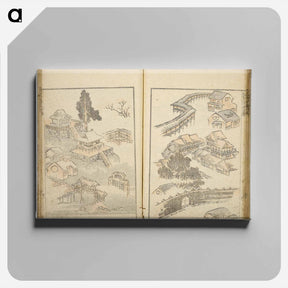 アートパネル-Random sketches by Hokusai volumes 1 to 11 - 葛飾 北斎 Canvas.