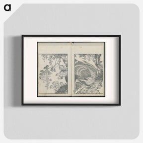 アートポスター-Examples of hokusai's drawing - 葛飾 北斎 Poster.