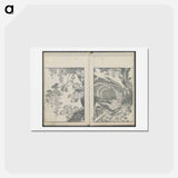 アートポストカード-Examples of hokusai's drawing - 葛飾 北斎 Postcard.