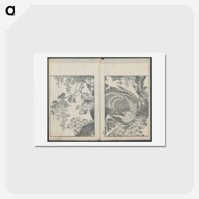 アートポストカード-Examples of hokusai's drawing - 葛飾 北斎 Postcard.