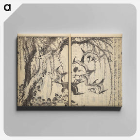 アートパネル-Picture Book of The Tōshisen (Chinese verses by Takai Ranzan), Series Seven - 葛飾 北斎 Canvas.