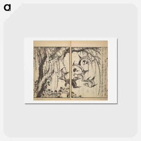 アートポストカード-Picture Book of The Tōshisen (Chinese verses by Takai Ranzan), Series Seven - 葛飾 北斎 Postcard.